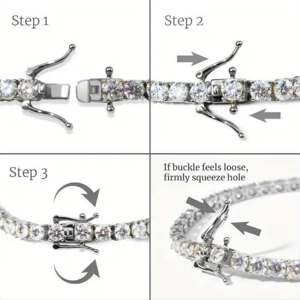 Genuine Moissanite 12 Carat Tennis Bracelet 14K over Sterling Silver 7" NWT - Picture 3 of 9